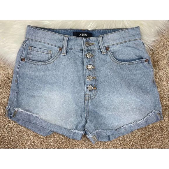 Aeropostale Pants - Aeropostale Women's Size 4 Mom Shorts Jean Denim Light Blue Botton Closure